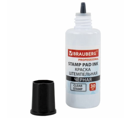 Краска штемпельная BRAUBERG PROFESSIONAL, clear stamp, черная, 30 мл, на водной основе, 227983