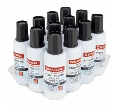 Краска штемпельная BRAUBERG PROFESSIONAL, clear stamp, черная, 30 мл, на водной основе, 227983