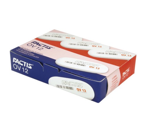 Ластик большой FACTIS OV 12 (Испания), 61х28х13 мм, белый, овальный, CMFOV12