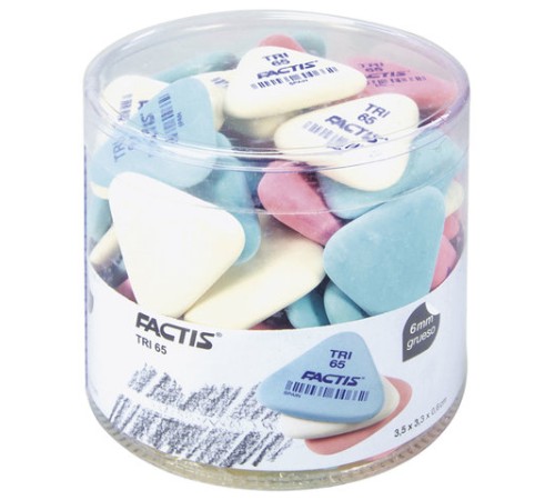 Ластик FACTIS TRI 65 (Испания), 36х33х6 мм, ассорти, треугольный, PNFTRI65