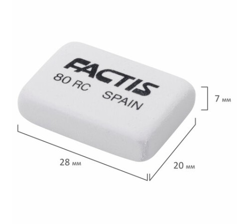 Ластик FACTIS 80 RC (Испания), 28х20х7 мм, белый, прямоугольный, CNF80RC