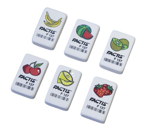 Ластик FACTIS F 127 (Испания), 40х24х10 мм, ассорти, прямоугольный, мягкий, CNFF127