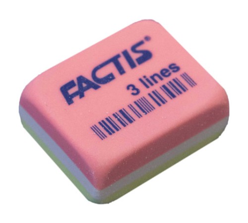 Ластик FACTIS 3 Lines (Испания), 30х24х13 мм, цвет ассорти, прямоугольный, CPF3LINES