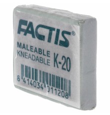 Ластик-клячка художественный FACTIS K 20 (Испания), 37х29х10 мм, супермягкий, серый, CCFK20