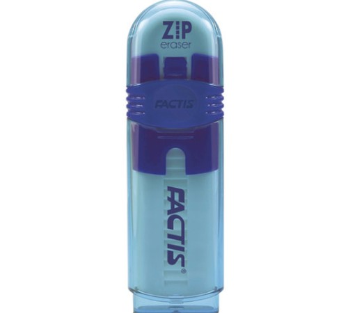Ластик выдвижной FACTIS ZIP (Испания), 80x10x10 мм, белый, пластиковый корпус ассорти, PTF1030