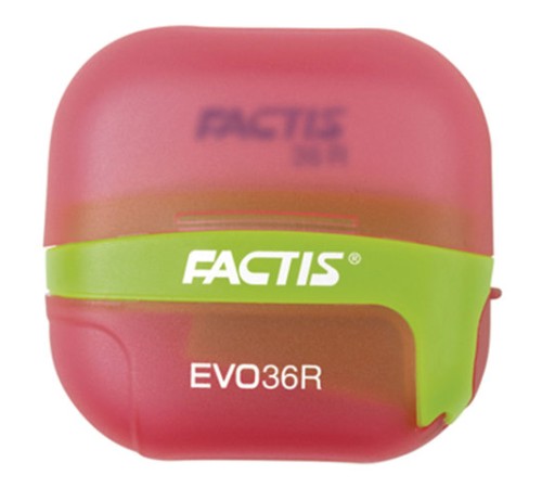 Точилка FACTIS EVO36R (Испания), с контейнером и стирательной резинкой, 50x50x25 мм, ассорти, F4707116