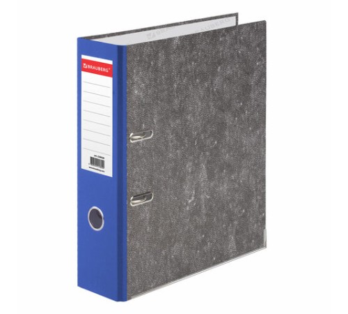 Папка-регистратор BRAUBERG, усиленный корешок, мраморное покрытие, 80 мм, с уголком, синяя, 228028