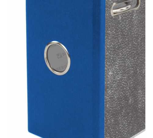 Папка-регистратор BRAUBERG, усиленный корешок, мраморное покрытие, 80 мм, с уголком, синяя, 228028