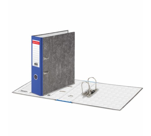 Папка-регистратор BRAUBERG, усиленный корешок, мраморное покрытие, 80 мм, с уголком, синяя, 228028