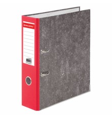 Папка-регистратор BRAUBERG, усиленный корешок, мраморное покрытие, 80 мм, с уголком, красная, 228029
