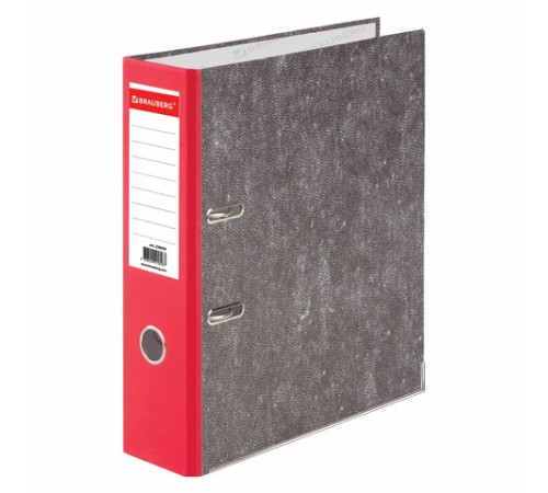 Папка-регистратор BRAUBERG, усиленный корешок, мраморное покрытие, 80 мм, с уголком, красная, 228029