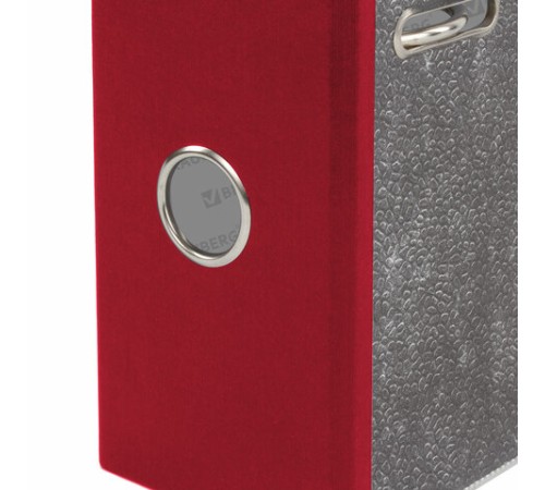 Папка-регистратор BRAUBERG, усиленный корешок, мраморное покрытие, 80 мм, с уголком, красная, 228029