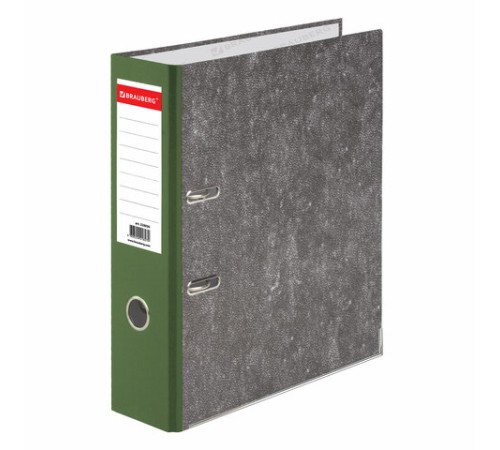 Папка-регистратор BRAUBERG, усиленный корешок, мраморное покрытие, 80 мм, с уголком, зеленая, 228030