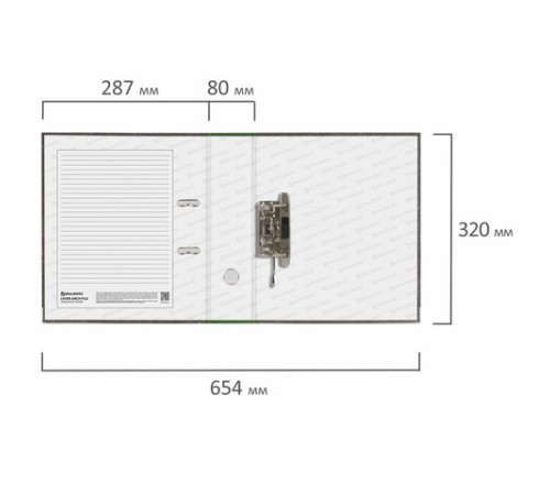 Папка-регистратор BRAUBERG, усиленный корешок, мраморное покрытие, 80 мм, с уголком, зеленая, 228030