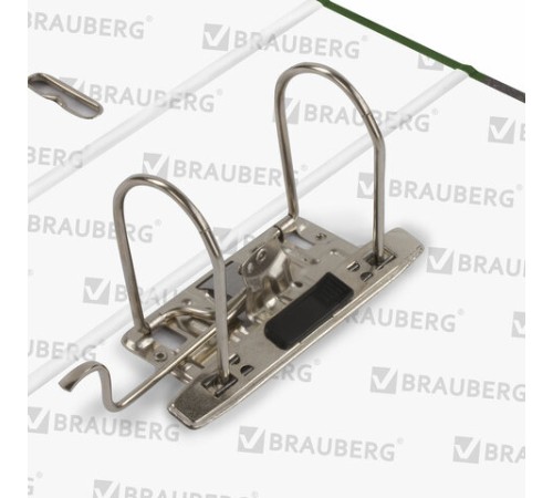Папка-регистратор BRAUBERG, усиленный корешок, мраморное покрытие, 80 мм, с уголком, зеленая, 228030