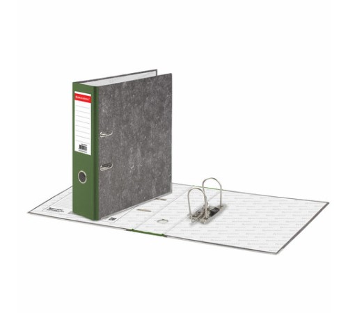 Папка-регистратор BRAUBERG, усиленный корешок, мраморное покрытие, 80 мм, с уголком, зеленая, 228030