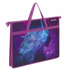 Папка для рисунков и чертежей с ручками BRAUBERG А3, пластик, молния сверху, 