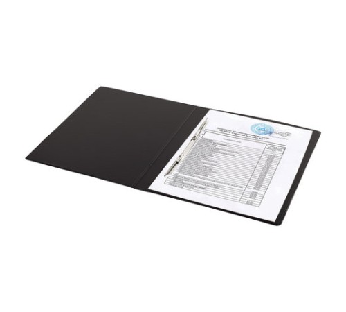 Папка с металлическим пружинным скоросшивателем BRAUBERG, картон/ПВХ, 35 мм, черная, до 290 листов, 228337