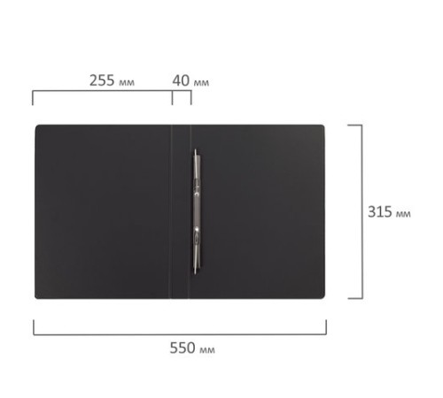 Папка с металлическим пружинным скоросшивателем BRAUBERG, картон/ПВХ, 35 мм, черная, до 290 листов, 228337