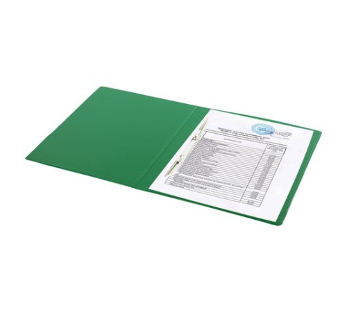 Папка с металлическим пружинным скоросшивателем BRAUBERG, картон/ПВХ, 35 мм, зеленая, до 290 листов, 228339