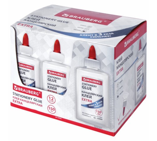 Клей канцелярский EXTRA BRAUBERG, 150 мл, с дозатором, 228406