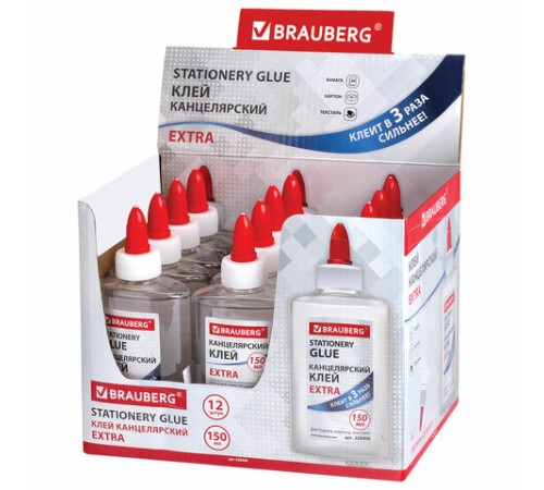 Клей канцелярский EXTRA BRAUBERG, 150 мл, с дозатором, 228406