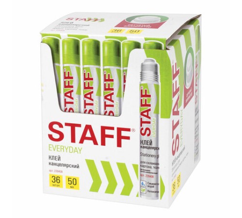 Клей канцелярский STAFF EVERYDAY, 50 мл, сетчатый аппликатор, 228408