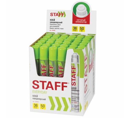 Клей канцелярский STAFF EVERYDAY, 50 мл, сетчатый аппликатор, 228408