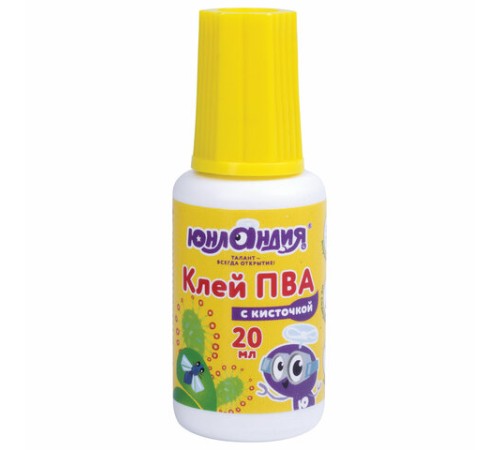 Клей ПВА с кисточкой, 20 г, ЮНЛАНДИЯ, 228420