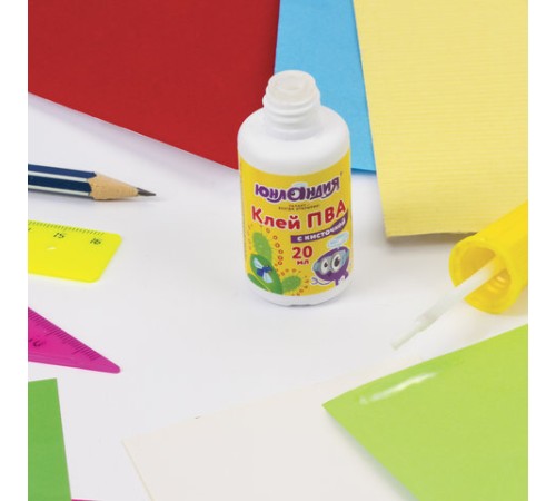 Клей ПВА с кисточкой, 20 г, ЮНЛАНДИЯ, 228420
