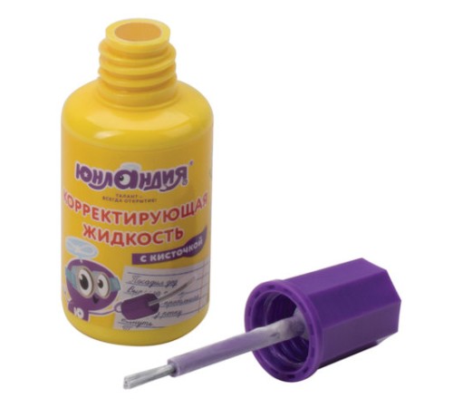 Корректирующая жидкость ЮНЛАНДИЯ быстросохнущая, 20 мл, с кисточкой, 228431