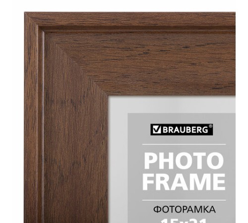 Рамка 15х21 см небьющаяся, багет 40 мм пластик, BRAUBERG "Walnut", цвет орех, 391264 Рамка 15х21 см небьющаяся, багет 40 мм пластик, BRAUBERG "Walnut", цвет орех, 391264