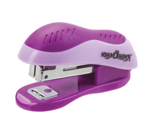 Степлер №10 МИНИ ЮНЛАНДИЯ, до 15 листов, с антистеплером, эргономичный, фиолетовый, 228492