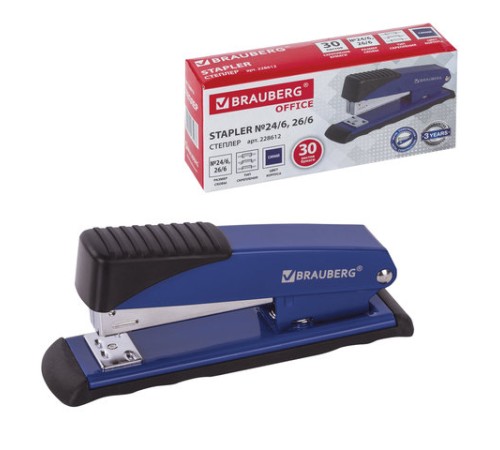 Степлер №24/6, 26/6 металлический BRAUBERG 