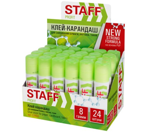 Клей-карандаш УСИЛЕННЫЙ STAFF Profit, 8 г, PVP-основа, 228660