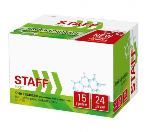 Клей-карандаш УСИЛЕННЫЙ STAFF Profit, 15 г, PVP-основа, 228661