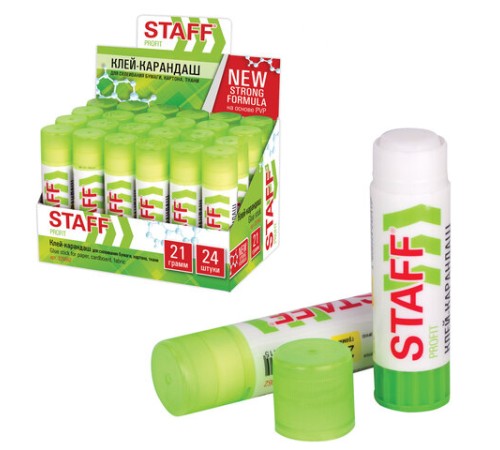 Клей-карандаш УСИЛЕННЫЙ STAFF Profit, 21 г, PVP-основа, 228662