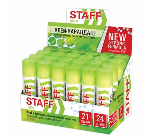 Клей-карандаш УСИЛЕННЫЙ STAFF Profit, 21 г, PVP-основа, 228662