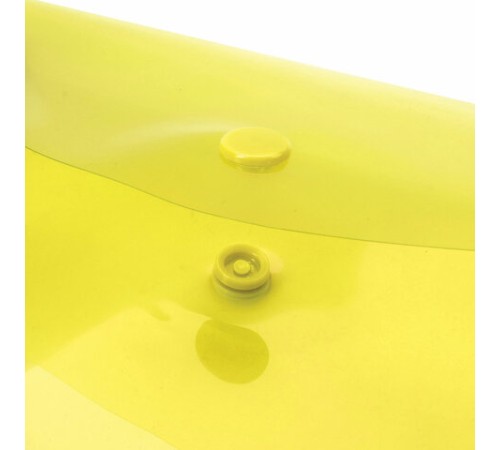 Папка-конверт с кнопкой ЮНЛАНДИЯ, А4, до 100 листов, прозрачная, желтая, 0,18 мм, 228668