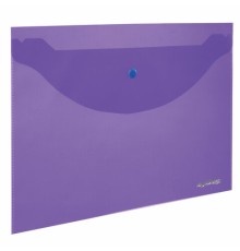 Папка-конверт с кнопкой ЮНЛАНДИЯ, А4, до 100 листов, прозрачная, фиолетовая, 0,18 мм, 228669