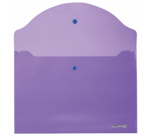 Папка-конверт с кнопкой ЮНЛАНДИЯ, А4, до 100 листов, прозрачная, фиолетовая, 0,18 мм, 228669