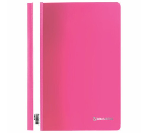Скоросшиватель пластиковый BRAUBERG, А4, 130/180 мкм, розовый, 228672