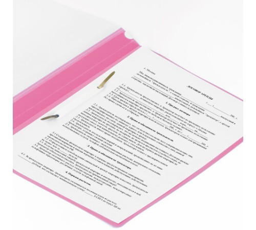 Скоросшиватель пластиковый BRAUBERG, А4, 130/180 мкм, розовый, 228672