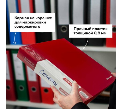 Папка 60 вкладышей BRAUBERG стандарт, красная, 0,8 мм, 228683