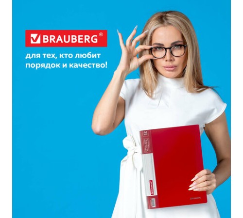 Папка 60 вкладышей BRAUBERG стандарт, красная, 0,8 мм, 228683