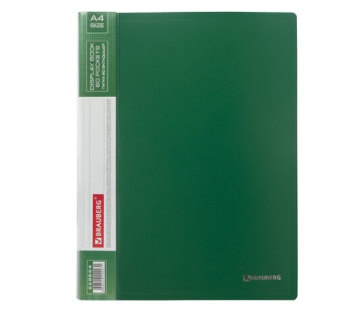 Папка 60 вкладышей BRAUBERG стандарт, зеленая, 0,8 мм, 228684