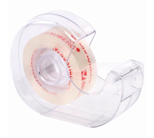 Клейкая лента канцелярская 19 мм х 33 м КРИСТАЛЬНАЯ, в диспенсере, BRAUBERG, 228760