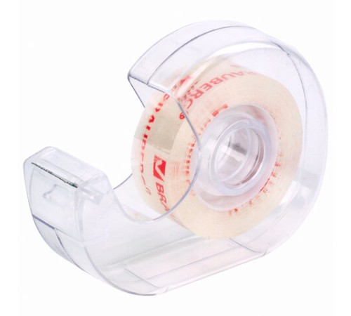 Клейкая лента канцелярская 19 мм х 33 м КРИСТАЛЬНАЯ, в диспенсере, BRAUBERG, 228760