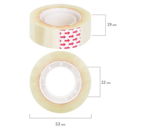 Клейкие ленты 19 мм х 33 м канцелярские BRAUBERG, КОМПЛЕКТ 4 шт., прозрачные, гарантированная длина, 228762
