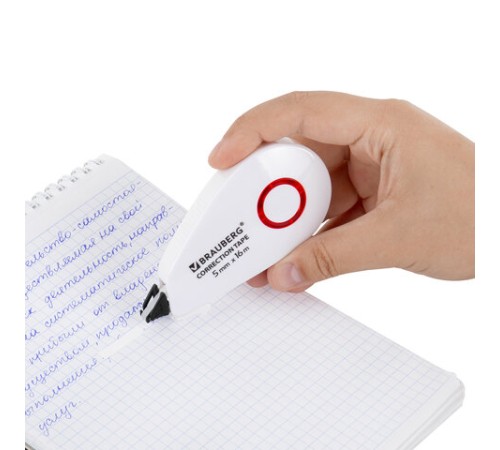 Корректирующая лента BRAUBERG SUPER, 5 мм х 16 м, корпус белый, блистер, 229061